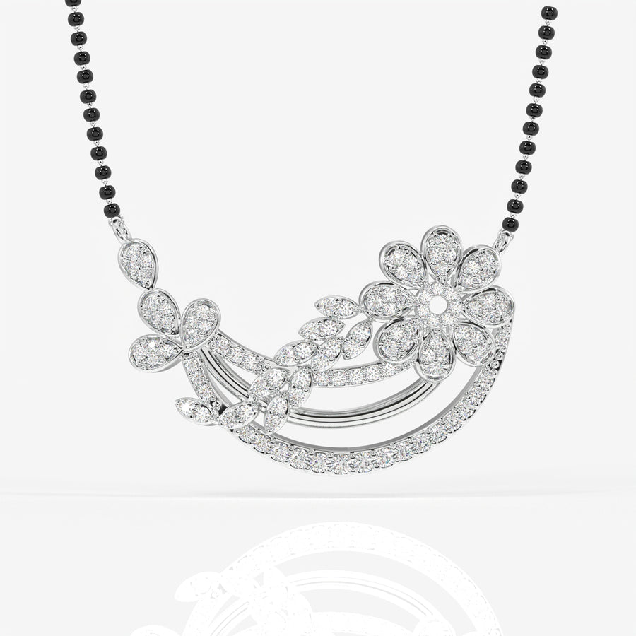 Round Cut Lab Grown Diamond Women's 14K Gold Mangalsutra