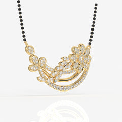 Round Cut Lab Grown Diamond Women's 14K Gold Mangalsutra