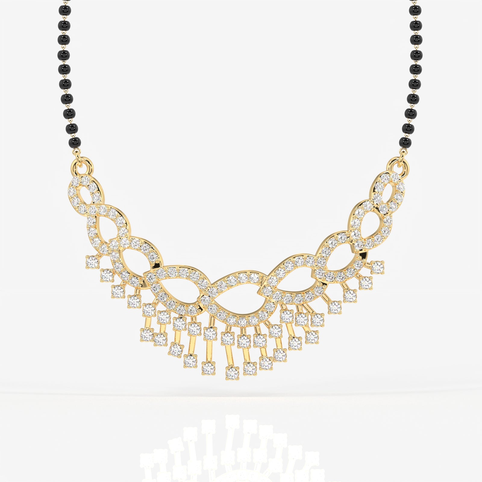 Round Cut Lab Grown Diamond Women's 14K Gold Mangalsutra