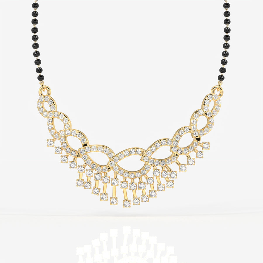 Round Cut Lab Grown Diamond Women's 14K Gold Mangalsutra