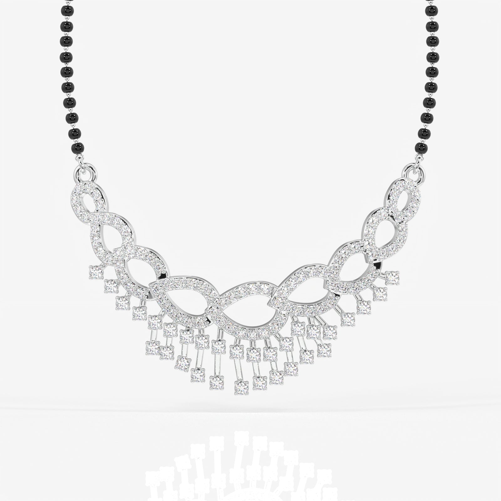 Round Cut Lab Grown Diamond Women's 14K Gold Mangalsutra