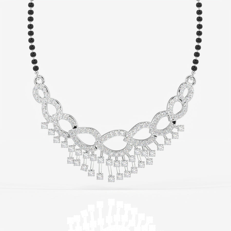 Round Cut Lab Grown Diamond Women's 14K Gold Mangalsutra