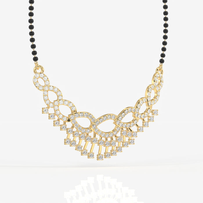 Round Cut Moissanite Diamond Women's 18K Gold Mangalsutra