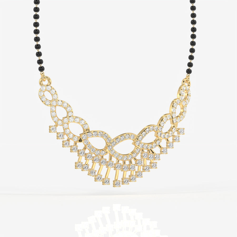 Round Cut Lab Grown Diamond Women's 14K Gold Mangalsutra