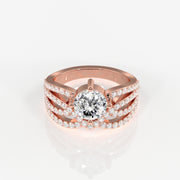 Portuguese Cut Lab Grown Diamond Cocktail 14K Gold Ring