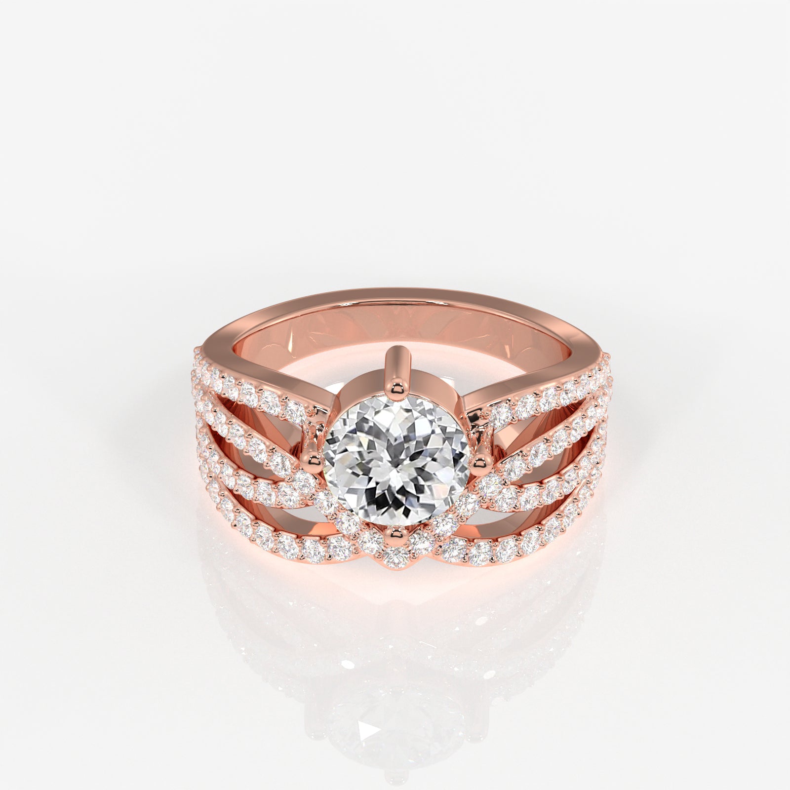 Portuguese Cut Lab Grown Diamond Cocktail 14K Gold Ring