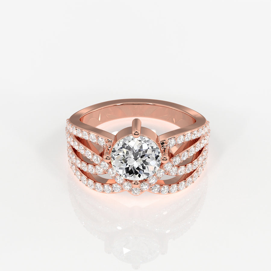 Portuguese Cut Lab Grown Diamond Cocktail 14K Gold Ring