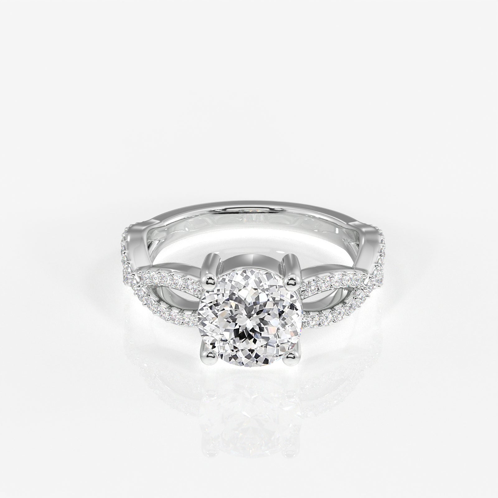 Portuguese Cut Lab Grown Diamond Twisted Engagement 14k Gold Ring