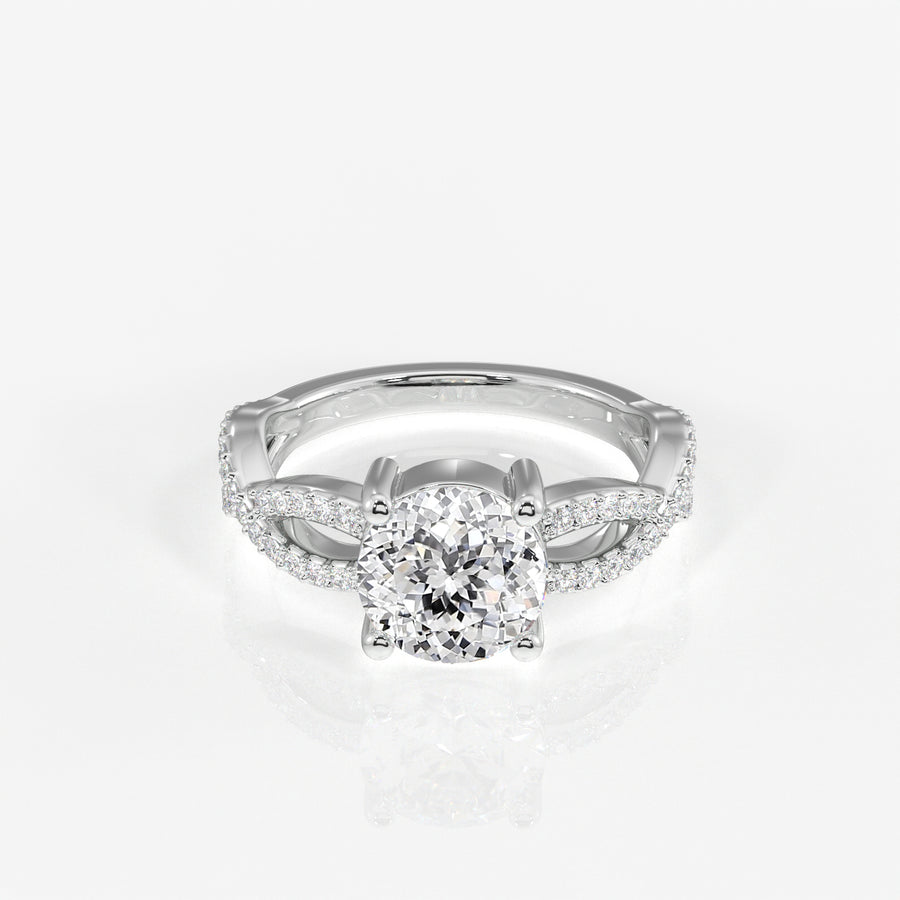 Portuguese Cut Lab Grown Diamond Twisted Engagement 14k Gold Ring