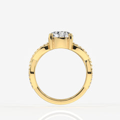 Portuguese Cut Lab Grown Diamond Twisted Engagement 14k Gold Ring