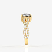 Portuguese Cut Lab Grown Diamond Twisted Engagement 14k Gold Ring