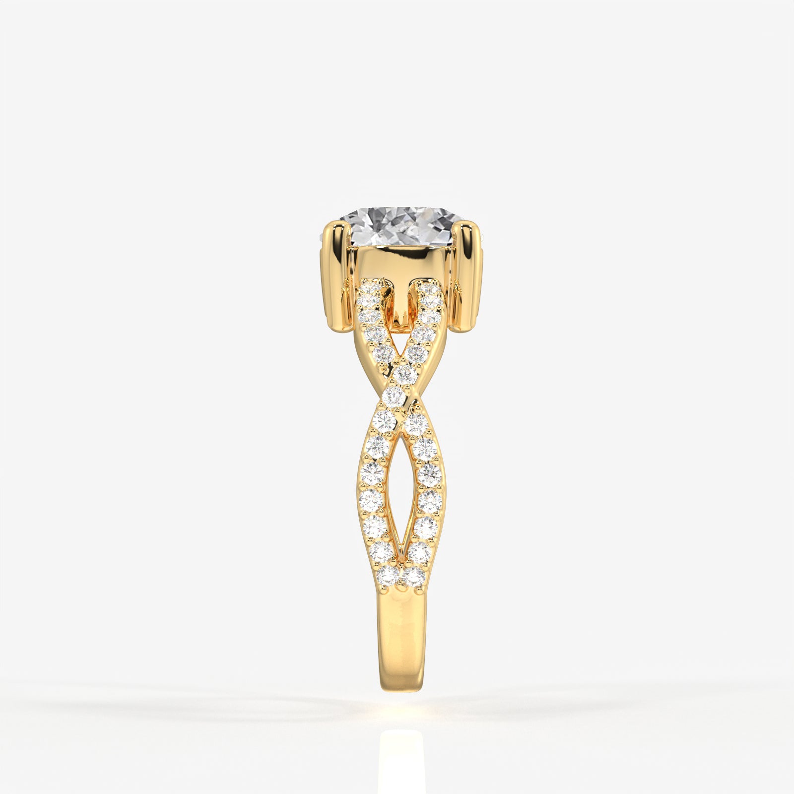 Portuguese Cut Lab Grown Diamond Twisted Engagement 14k Gold Ring