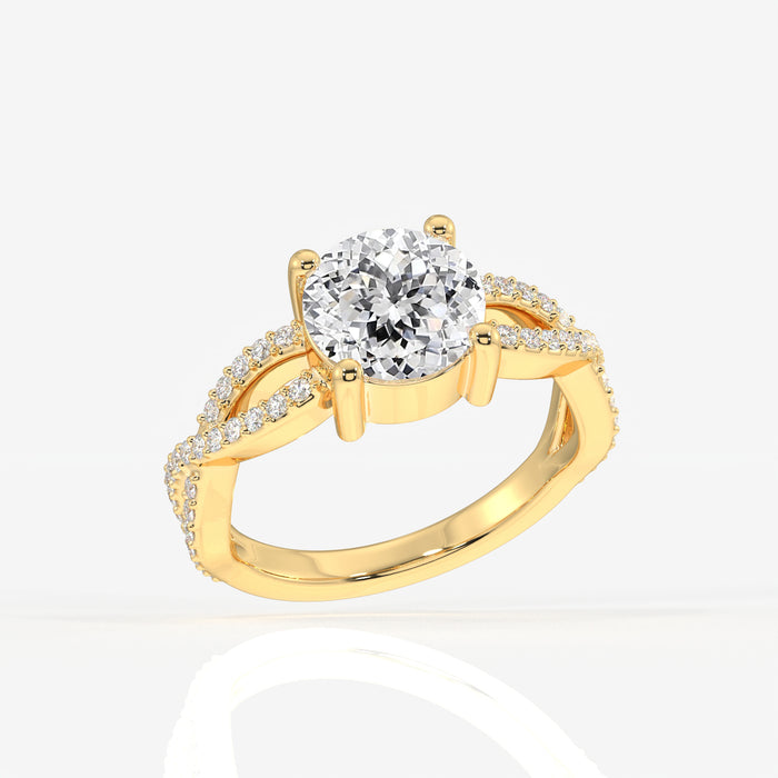 Portuguese Cut Lab Grown Diamond Twisted Engagement 14k Gold Ring