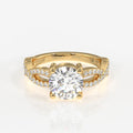 Round Cut Moissanite Diamond Twisted Engagement 14K Gold Ring