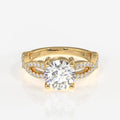 Round Cut Moissanite Diamond Twisted Engagement Sterling Silver Ring