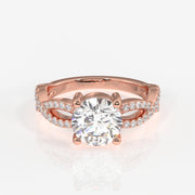Round Cut Moissanite Diamond Twisted Engagement 14K Gold Ring