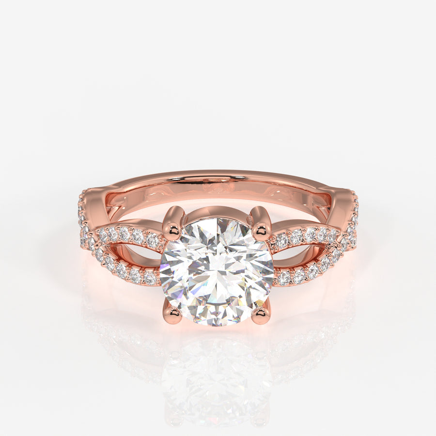 Round Cut Moissanite Diamond Twisted Engagement 14K Gold Ring