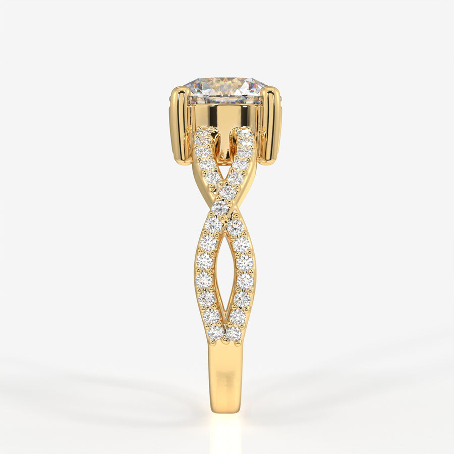 Round Cut Moissanite Diamond Twisted Engagement 14K Gold Ring
