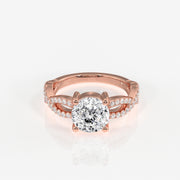 Portuguese Cut Lab Grown Diamond Twisted Engagement 14k Gold Ring