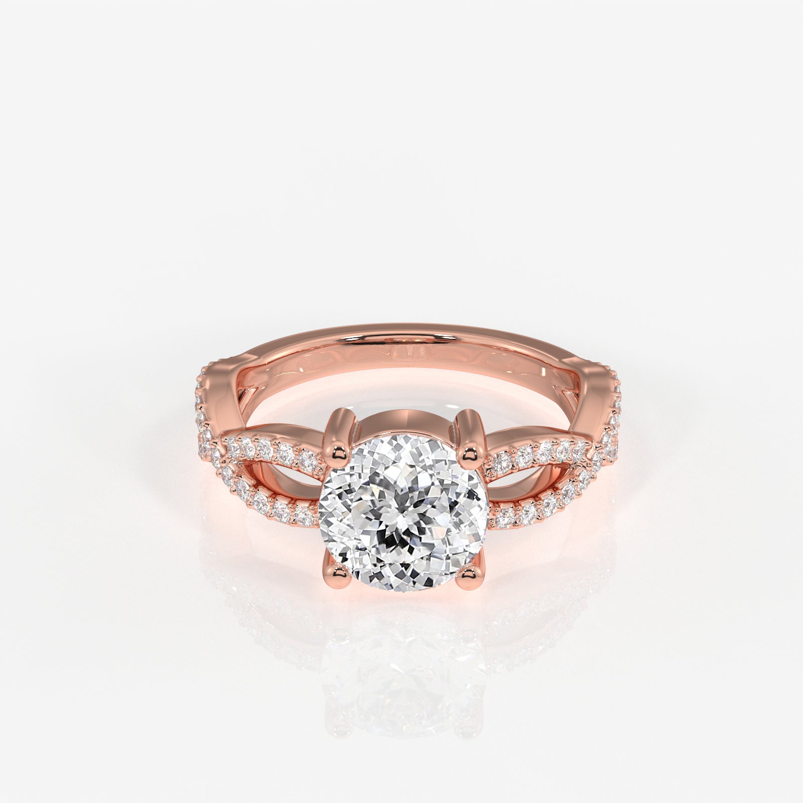 Portuguese Cut Lab Grown Diamond Twisted Engagement 14k Gold Ring