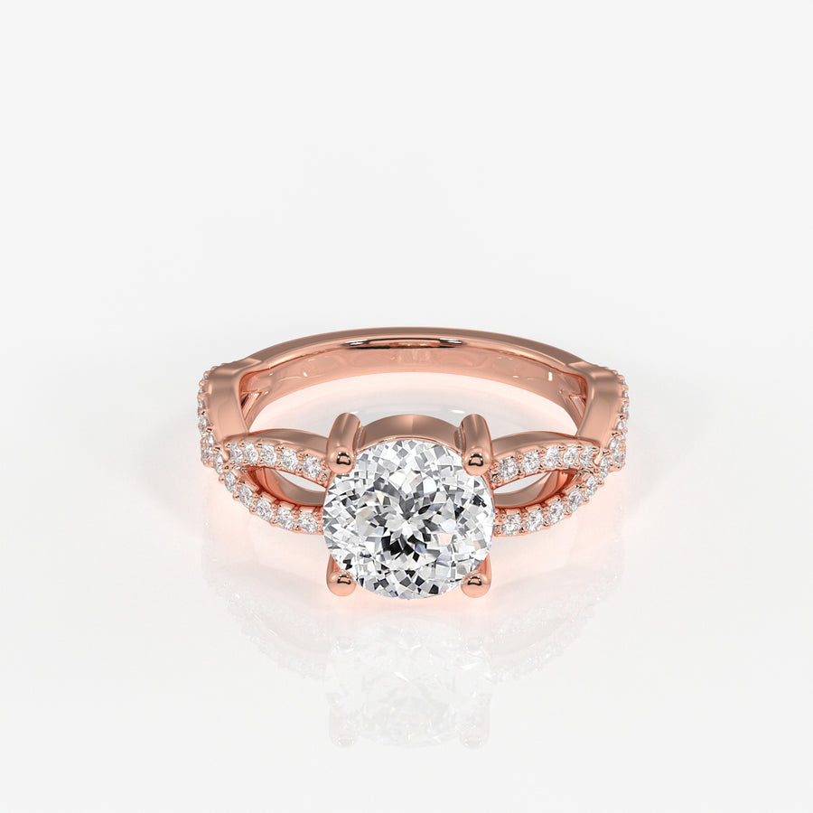 Portuguese Cut Lab Grown Diamond Twisted Engagement 14k Gold Ring