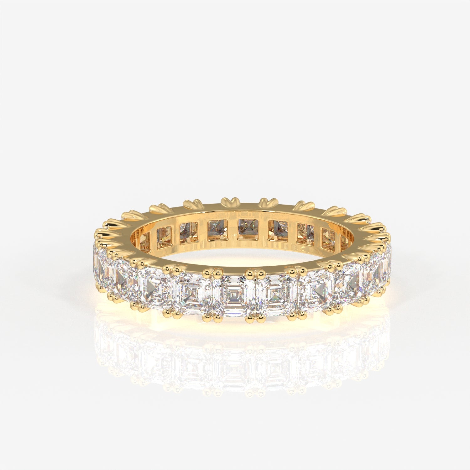 Asscher Cut Moissanite Diamond Eternity Band Sterling Silver Ring