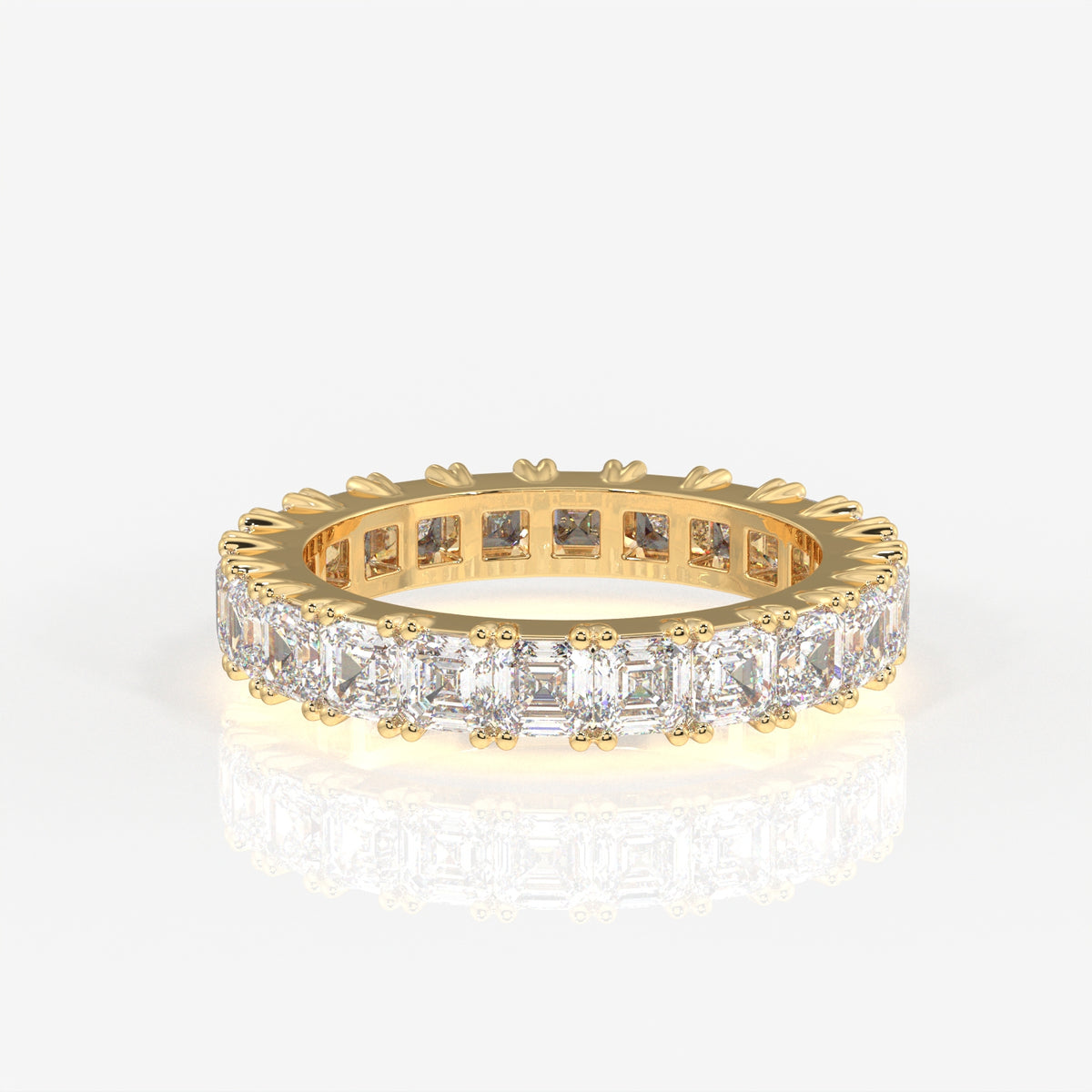 Asscher Cut Lab Grown Diamond Eternity Band 14K Gold Ring