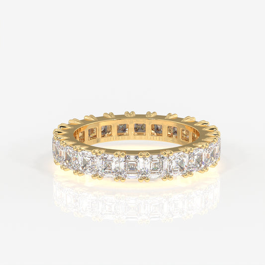 Asscher Cut Moissanite Diamond Eternity Band Sterling Silver Ring