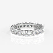 Asscher Cut Moissanite Diamond Eternity Band Sterling Silver Ring