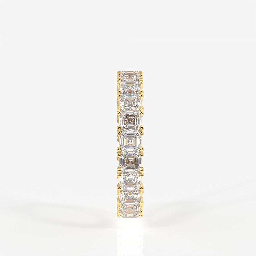 Asscher Cut Moissanite Diamond Eternity Band Sterling Silver Ring