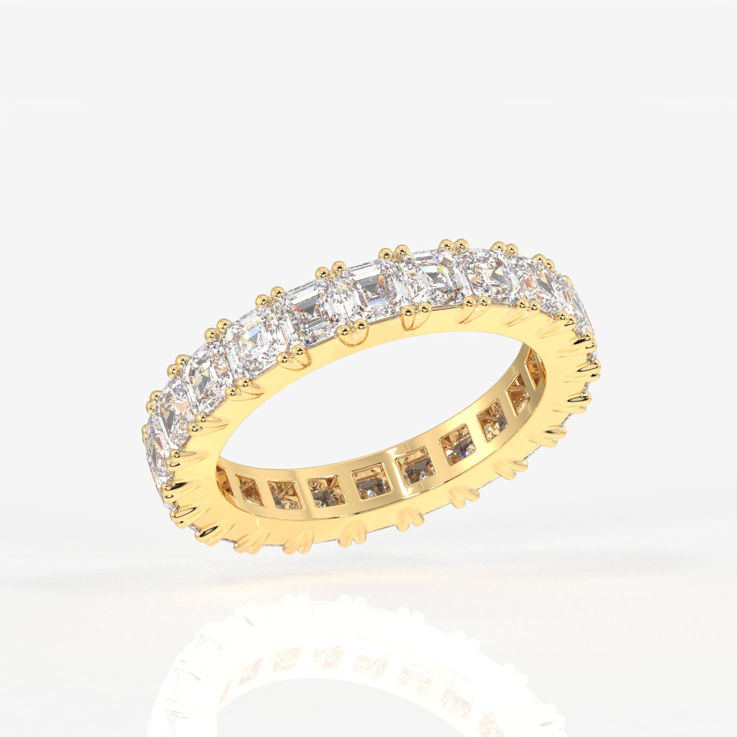 Asscher Cut Moissanite Diamond Eternity Band Sterling Silver Ring