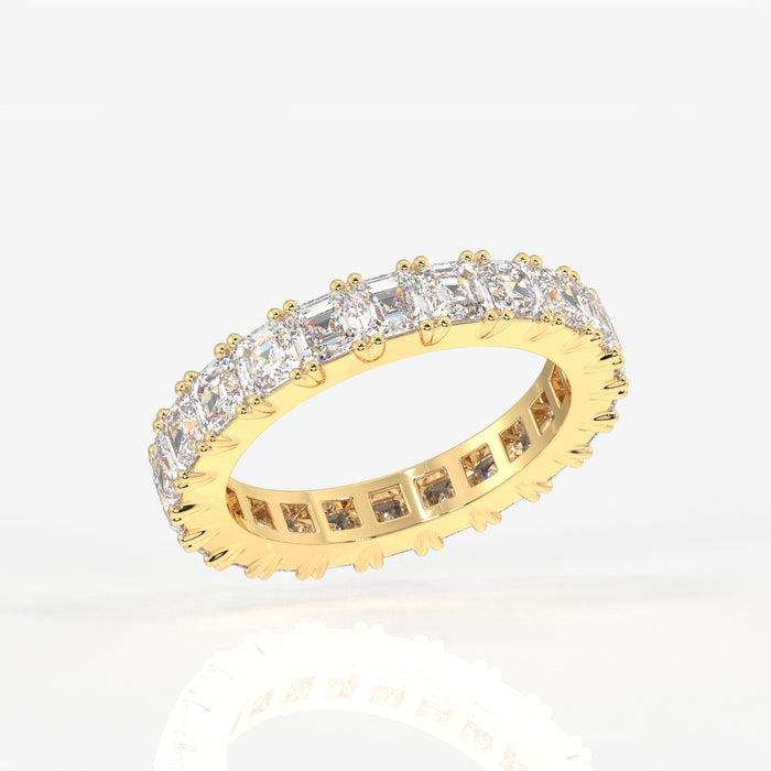 Asscher Cut Moissanite Diamond Eternity Band 14K Gold Ring