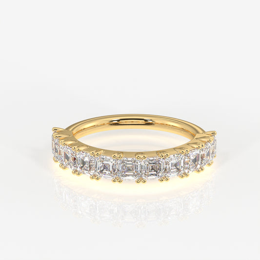 Asscher Cut Moissanite Diamond Wedding Band Sterling Silver Ring