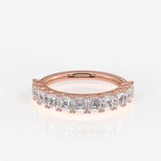 Asscher Cut Moissanite Diamond Wedding Band 14K Gold Ring