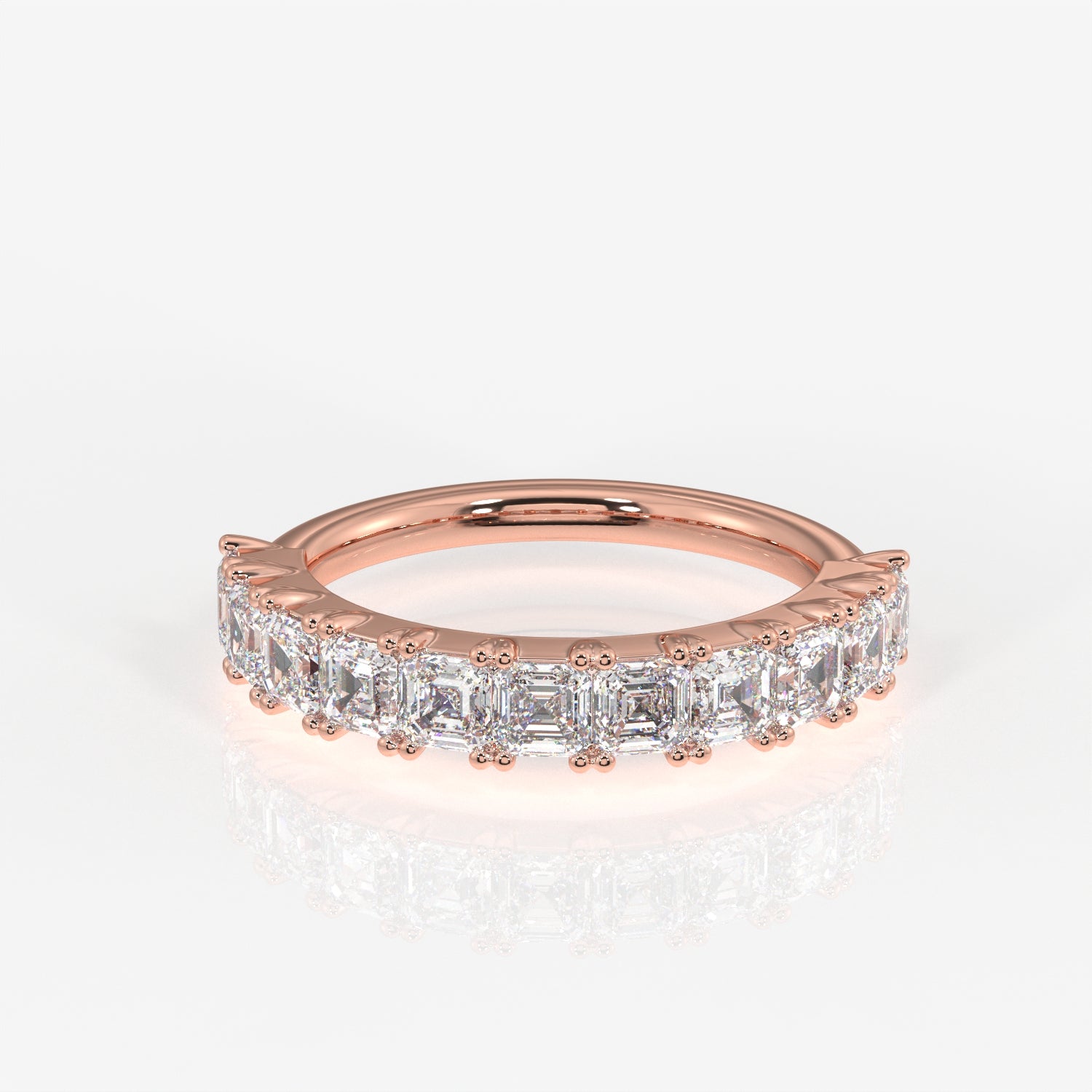 Asscher Cut Moissanite Diamond Wedding Band 14K Gold Ring