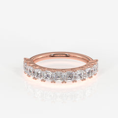 Asscher Cut Lab Grown Diamond Wedding Band 14K Gold Ring