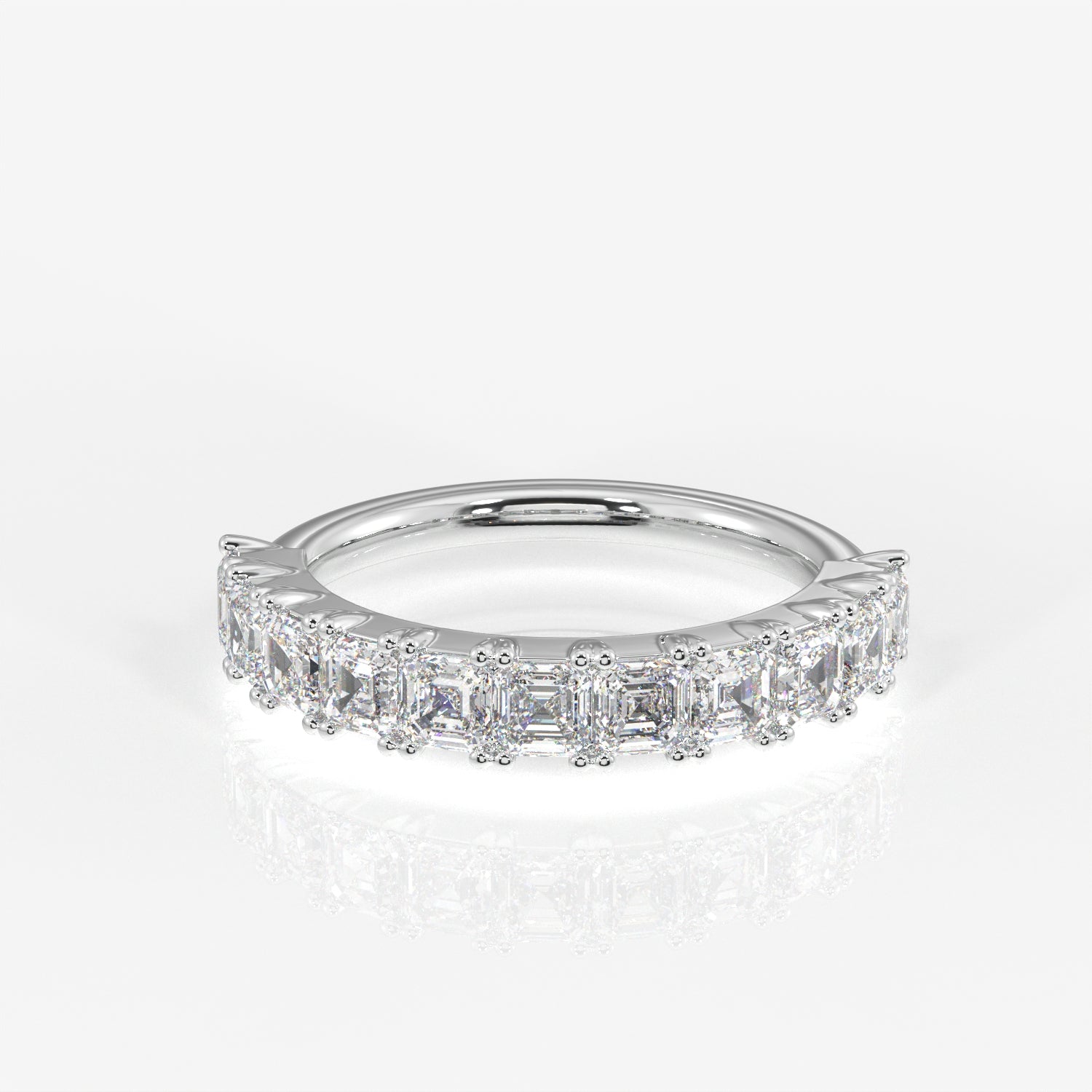 Asscher Cut Moissanite Diamond Wedding Band 14K Gold Ring