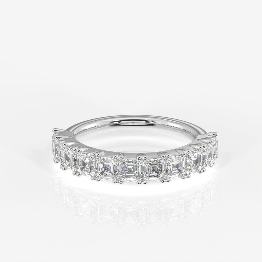 Asscher Cut Moissanite Diamond Wedding Band 14K Gold Ring