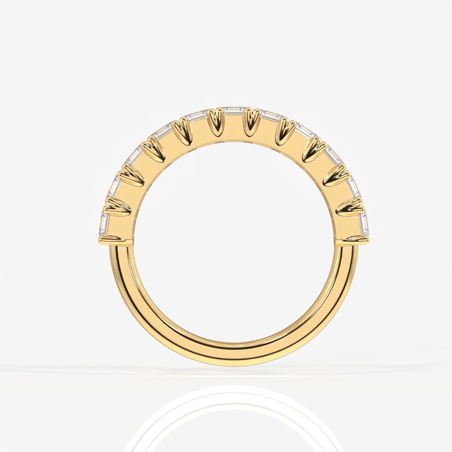 Asscher Cut Moissanite Diamond Wedding Band 14K Gold Ring
