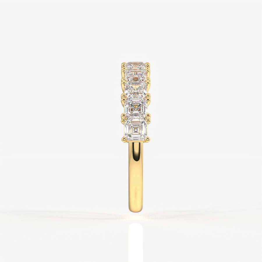 Asscher Cut Moissanite Diamond Wedding Band 14K Gold Ring