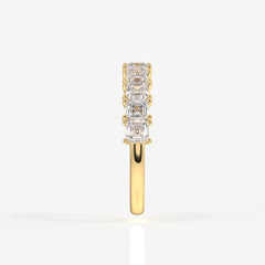 Asscher Cut Lab Grown Diamond Wedding Band 14K Gold Ring