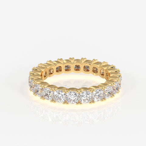 Cushion Cut Lab Grown Diamond Eternity Band 14K Gold Ring