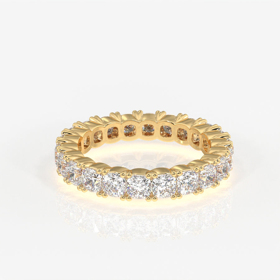 Cushion Cut Lab Grown Diamond Eternity Band 14K Gold Ring