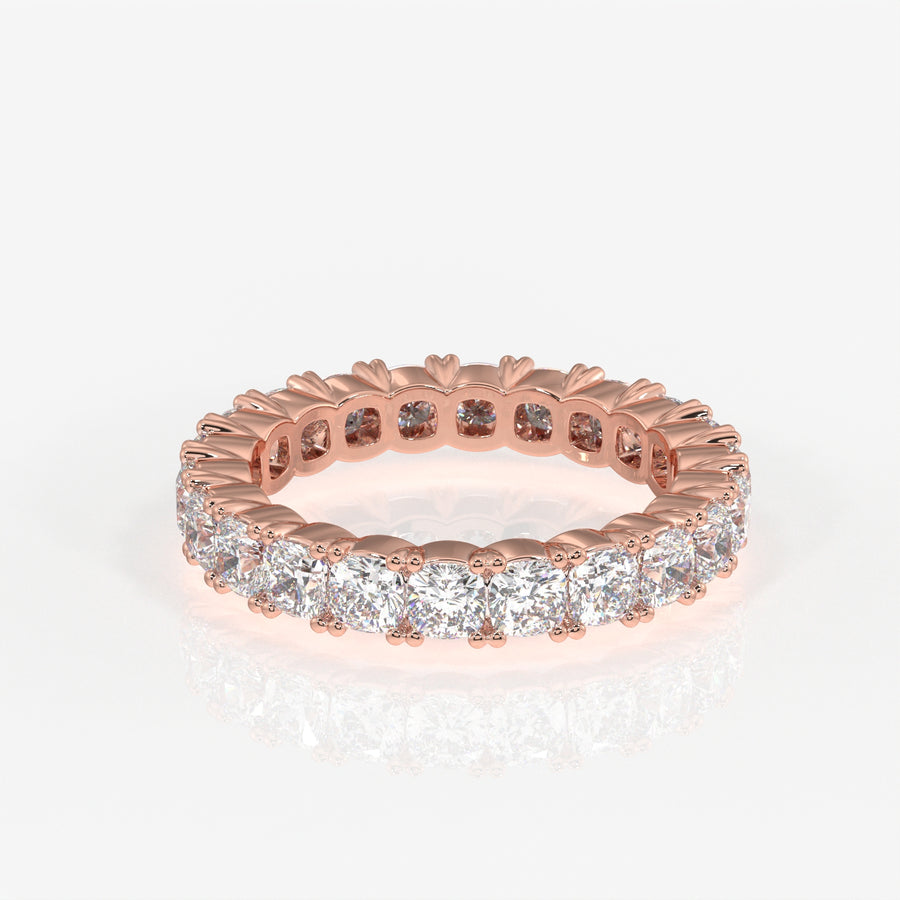 Cushion Cut Lab Grown Diamond Eternity Band 14K Gold Ring