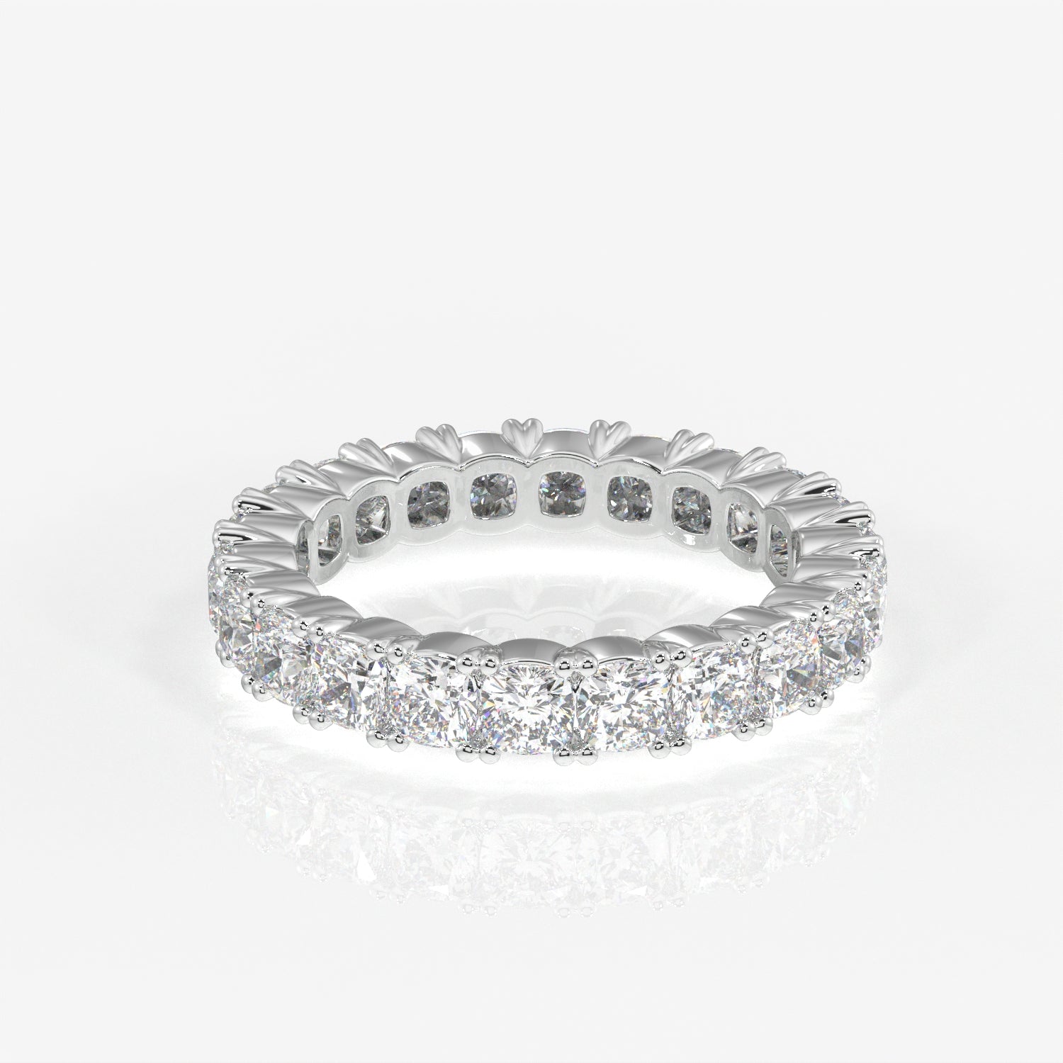 Cushion Cut Lab Grown Diamond Eternity Band 14K Gold Ring