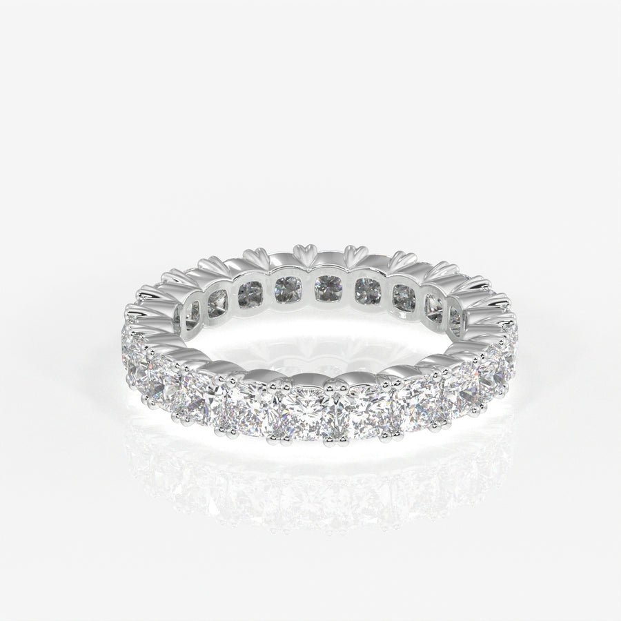 Cushion Cut Lab Grown Diamond Eternity Band 14K Gold Ring