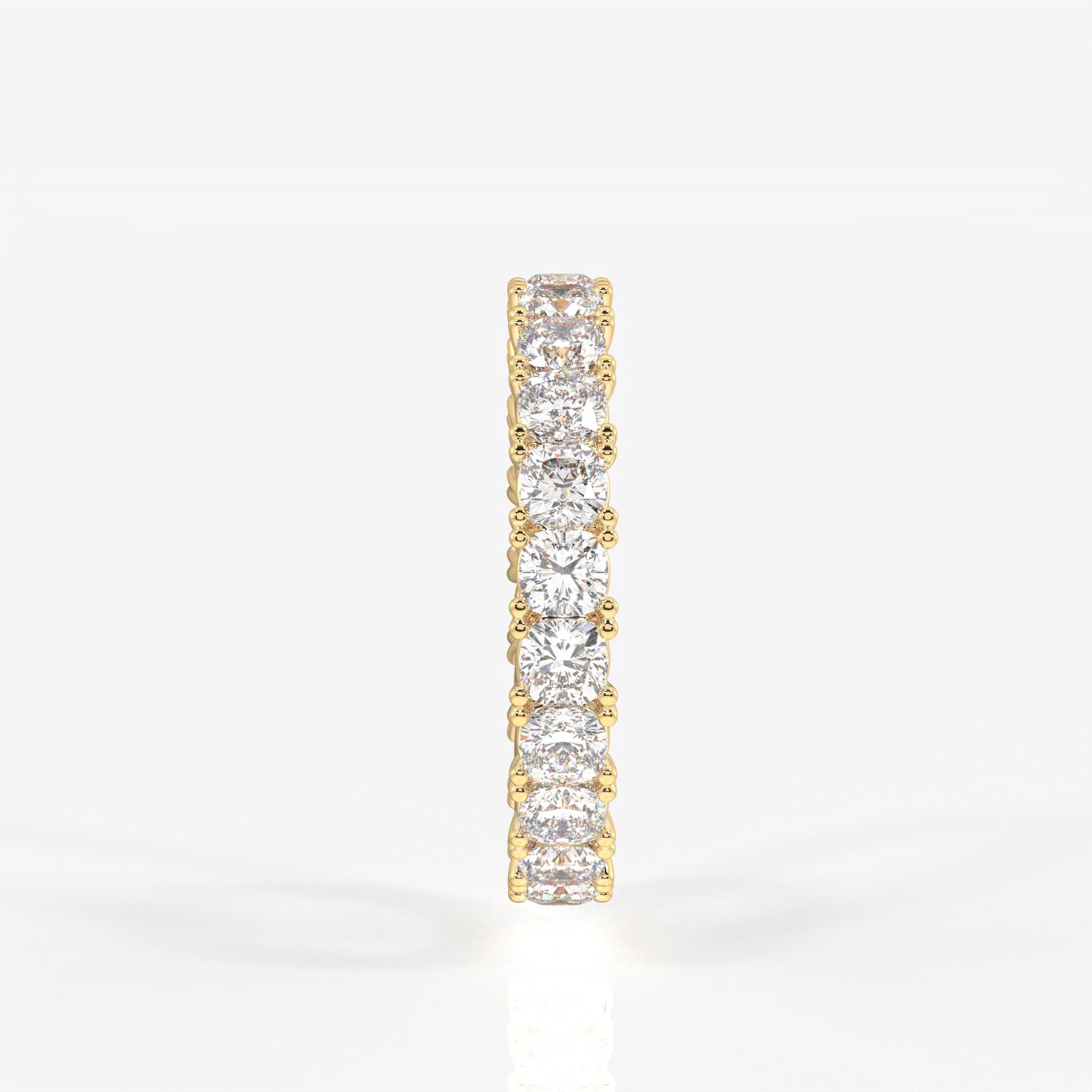 Cushion Cut Lab Grown Diamond Eternity Band 14K Gold Ring