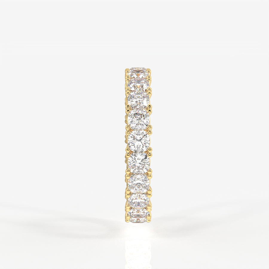 Cushion Cut Lab Grown Diamond Eternity Band 14K Gold Ring