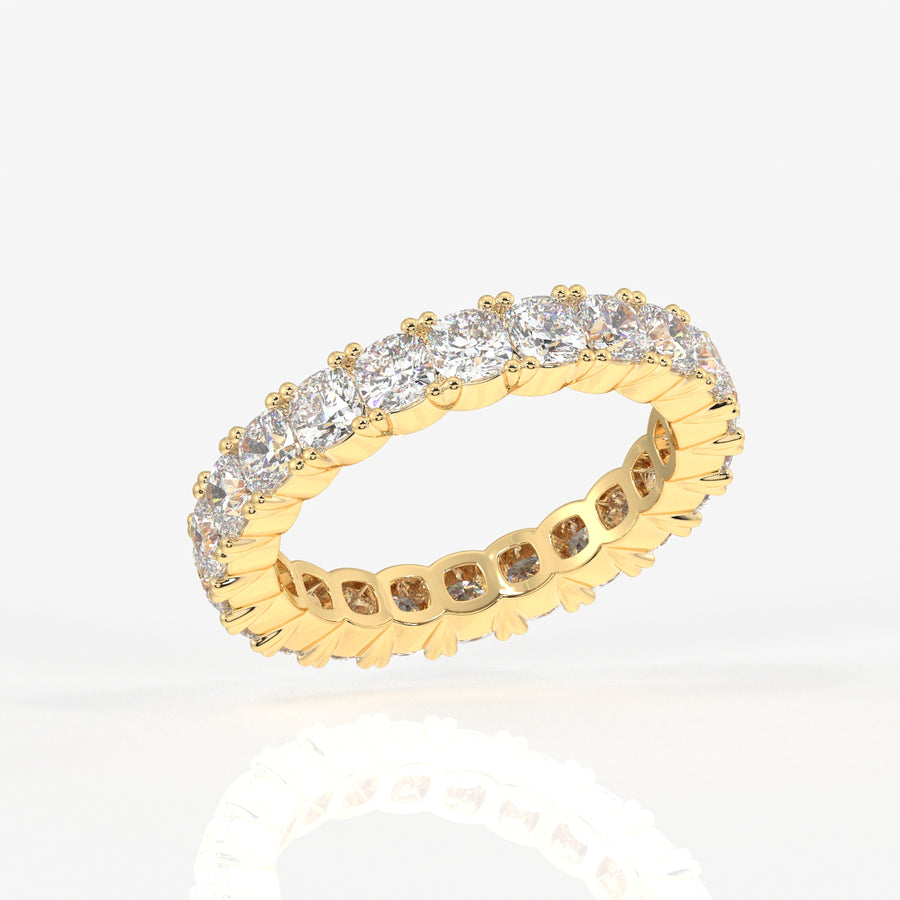 Cushion Cut Lab Grown Diamond Eternity Band 14K Gold Ring