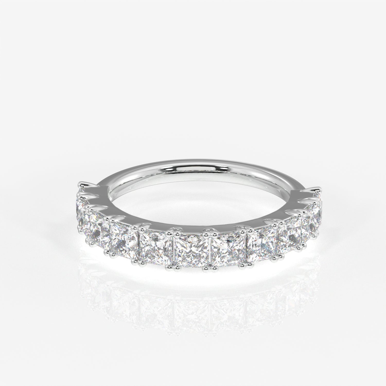 Princess Cut Lab Grown Diamond Wedding Band 9K Gold Ring